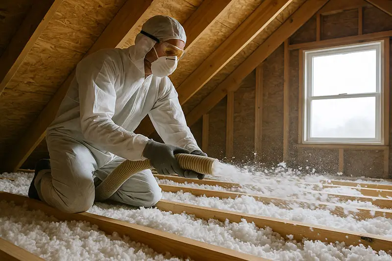 Aislamiento de ático con flocos proyectados