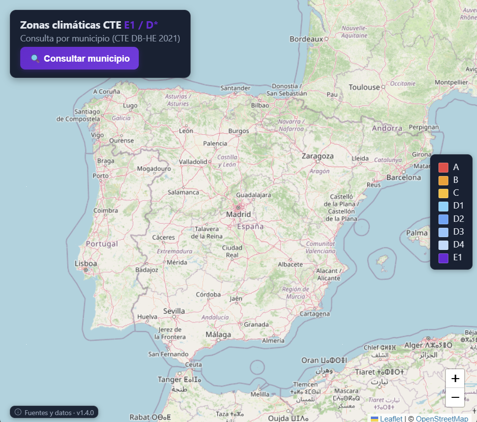 Mapa de zonas climáticas de España